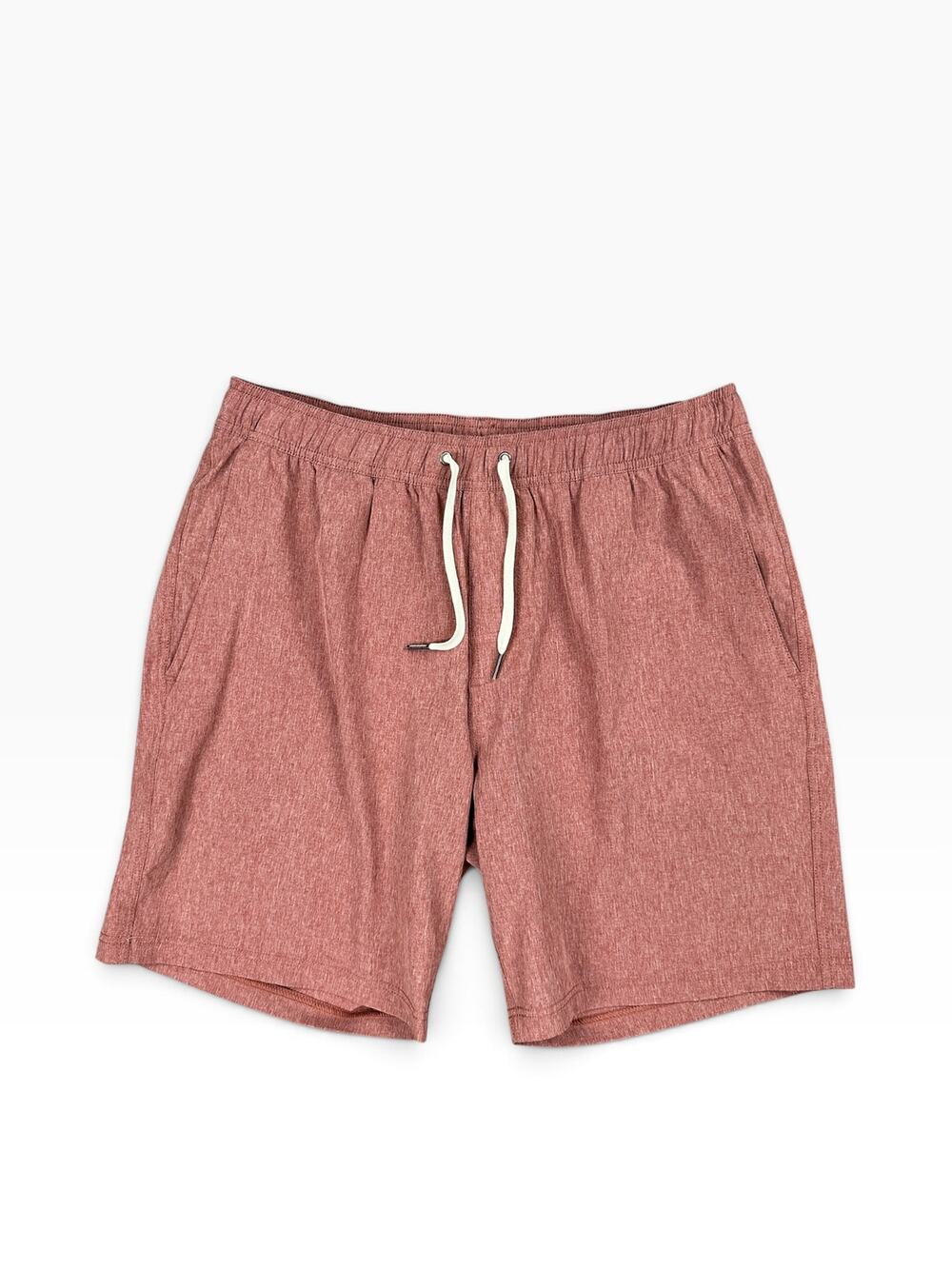 Fair Harbor Breeze Knit Lined One Performance Shorts Brick Red — Size Large